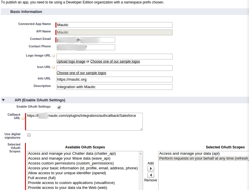 Salesforce CRM Create an App form