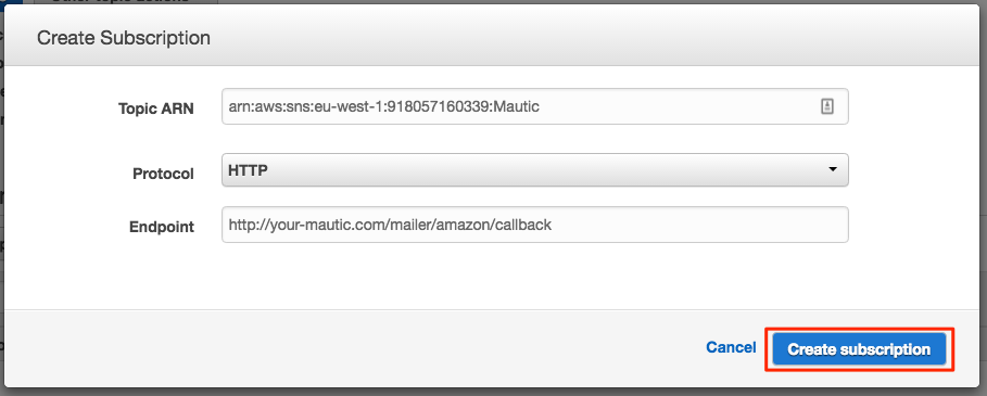 Enter url to Mautic Topic