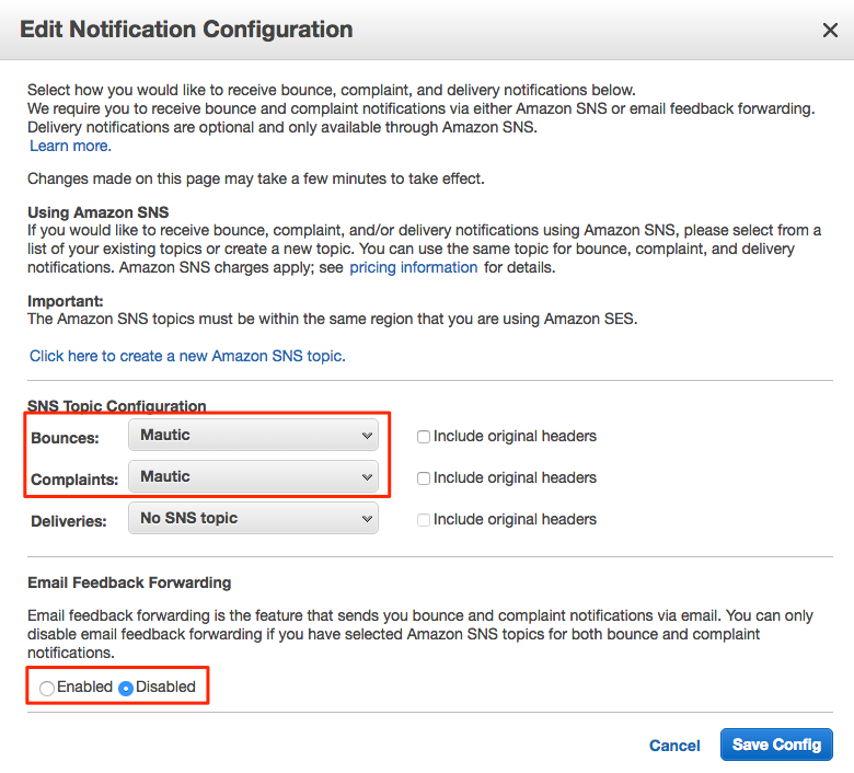 Select SNS topic Topic