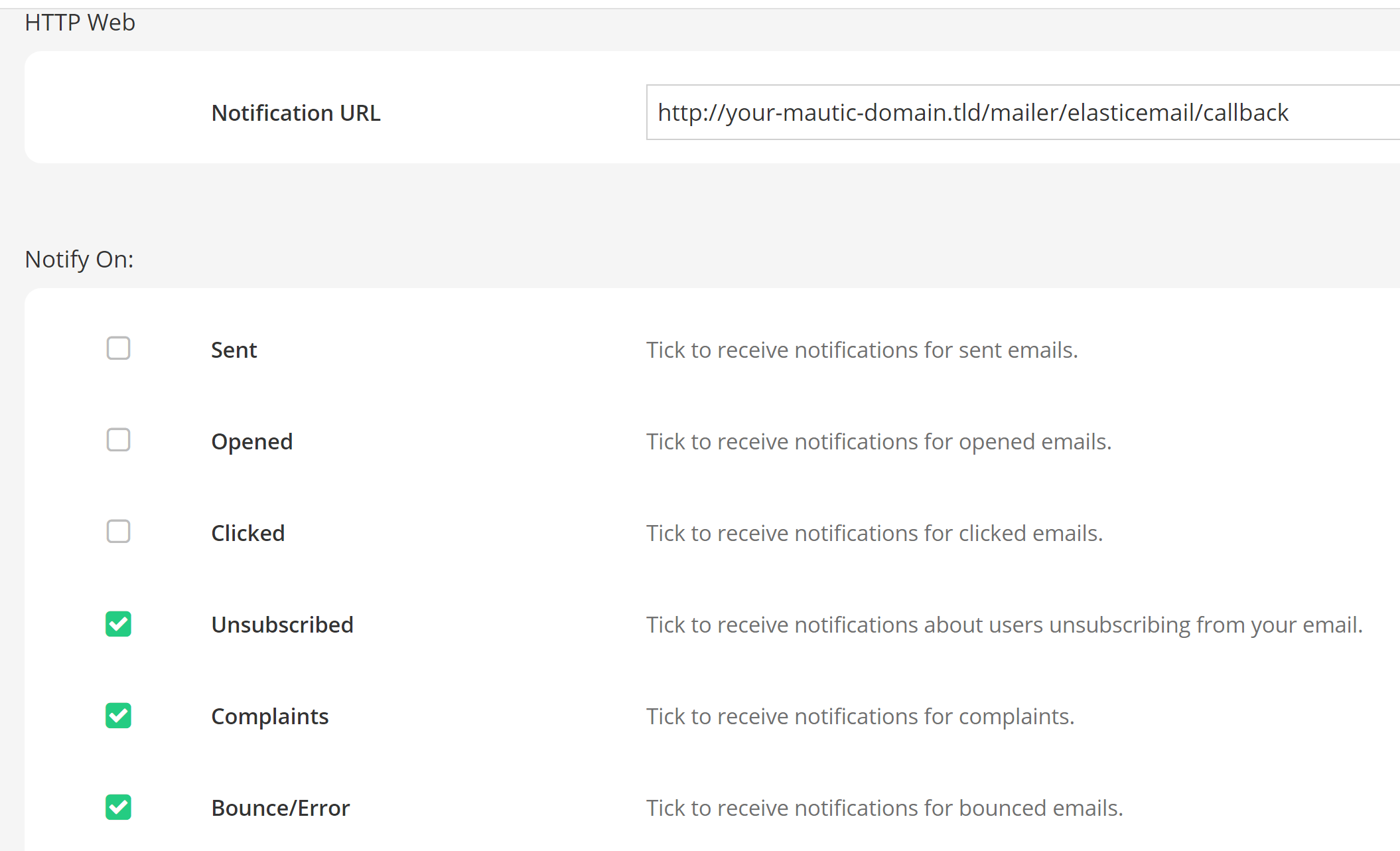 Elastic Email notification Webhooks