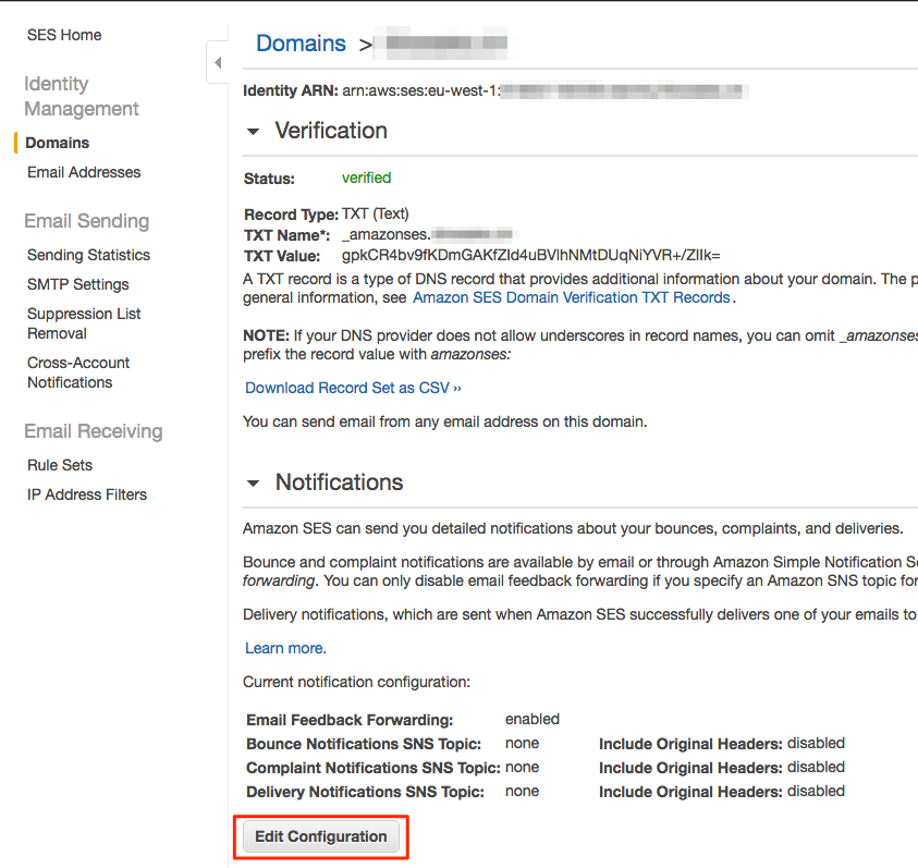 Configure Amazon SES Topic