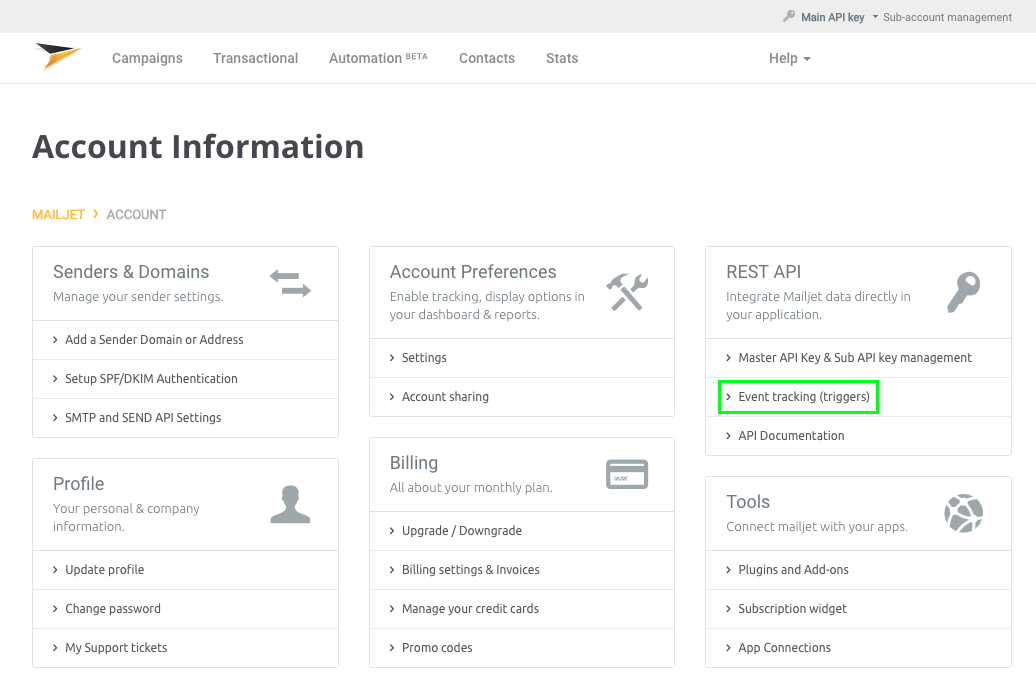 Mailjet webhooks Webhooks